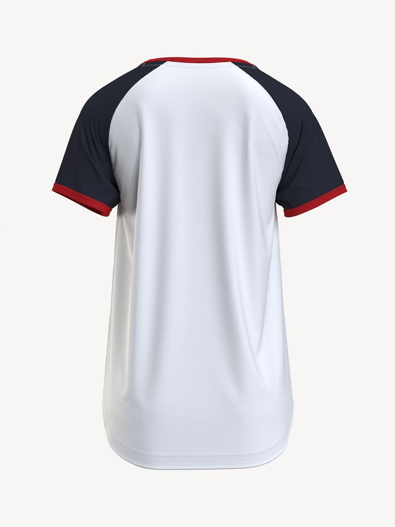 Női Tommy Hilfiger Tommy Sequin Baseball Póló Fehér Színes | HU 484VRW